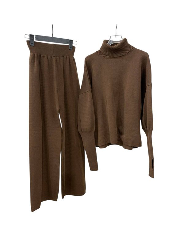 ست بافت یقه اسکی قهوه ای